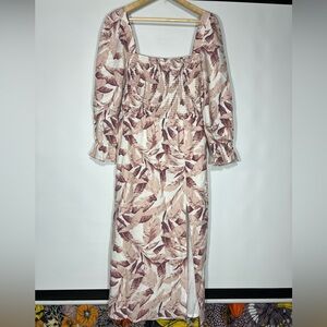 House of Harlow 1960 Linen Palm Print Midi Dress